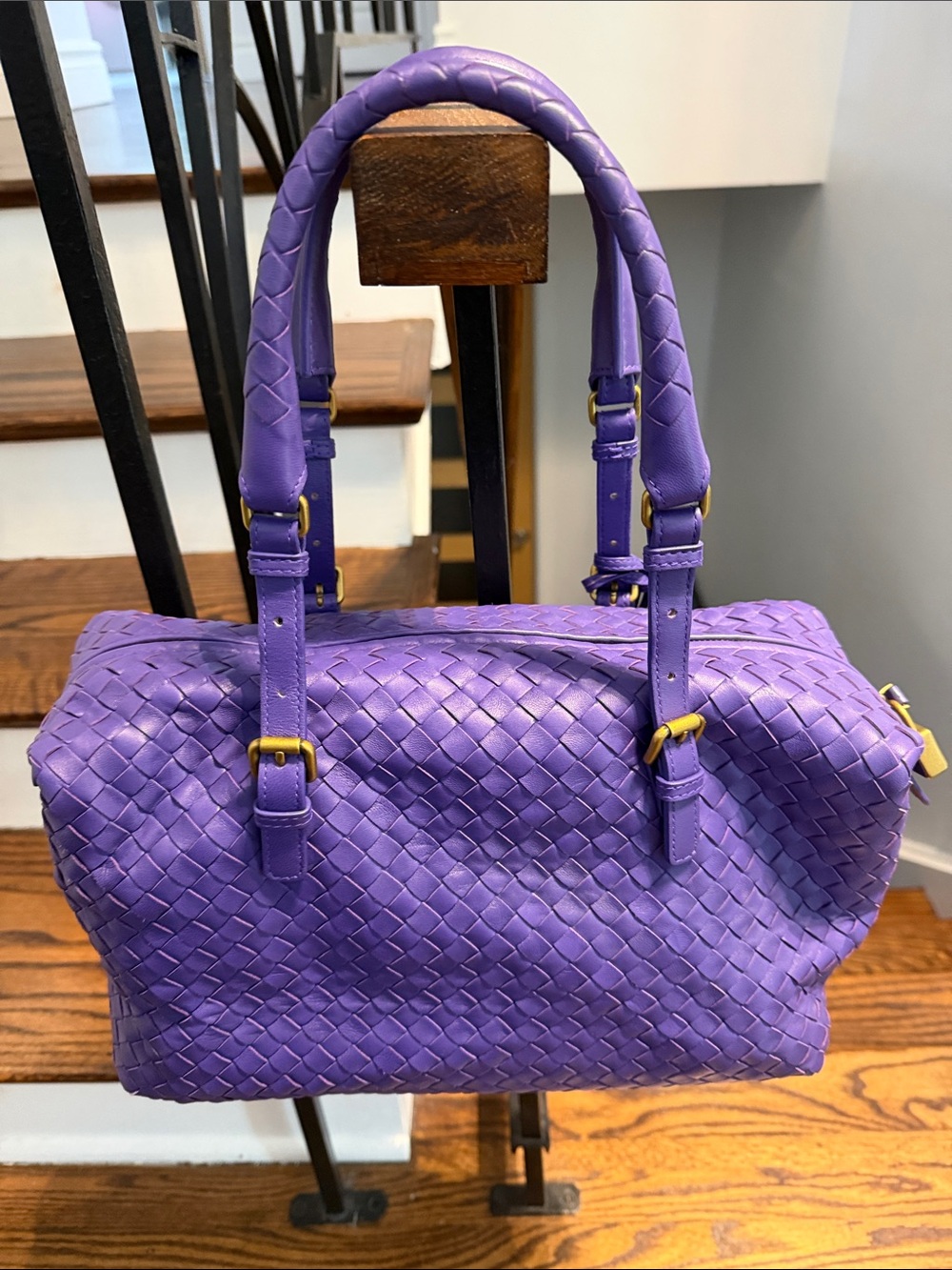 Bottega Veneta Intrecciato Leather Top-Handle Tote in Vivid Purple - Picture 13 of 14